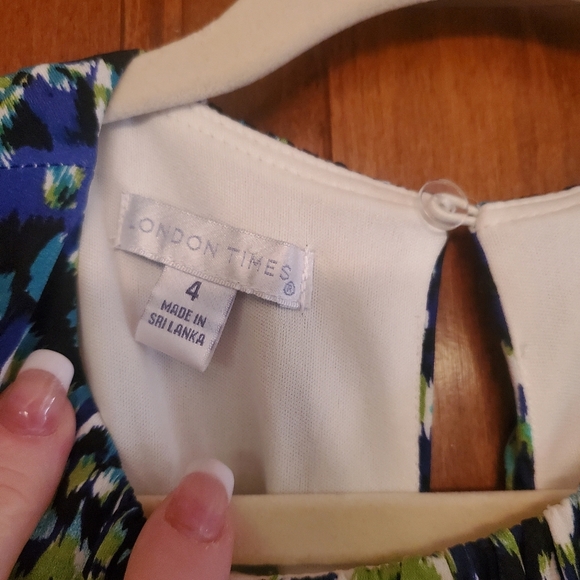 London Times Sleeveless Teal/Green/Navy Size 4 Maxi Dress - Picture 3 of 4